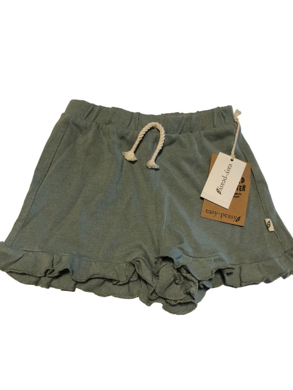 Easy-Peasy Girls Olive Ruffle Shorts 4T Cotton & Recycled Polyester Made In Bang